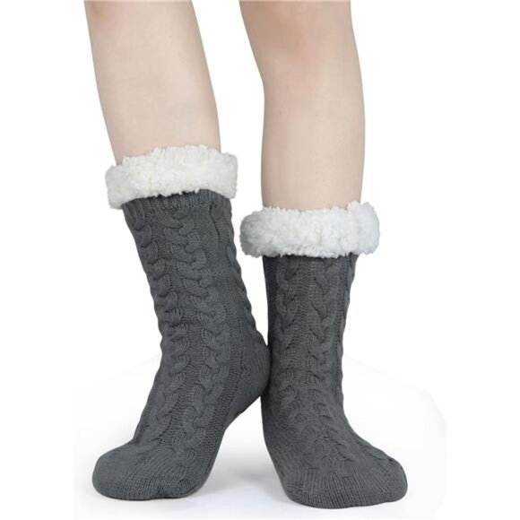 Slipper Socks for Women with Gripper - Winter Non Slip Thick Fuzzy Socks - Warm - Picture 2 of 7